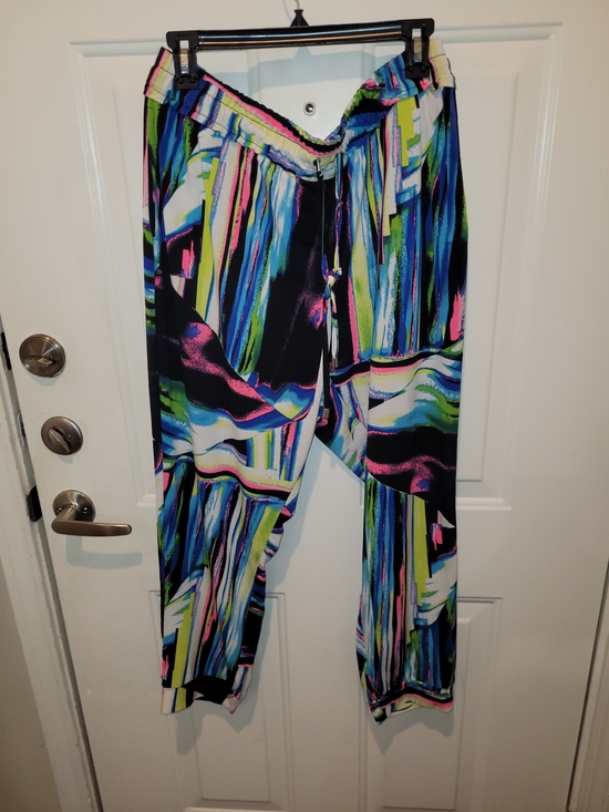 Soho Pants - Soho Multicolor Abstract Stripe Drawstring Pants.